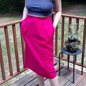 80s Hot Pink 100% Wool Skirt